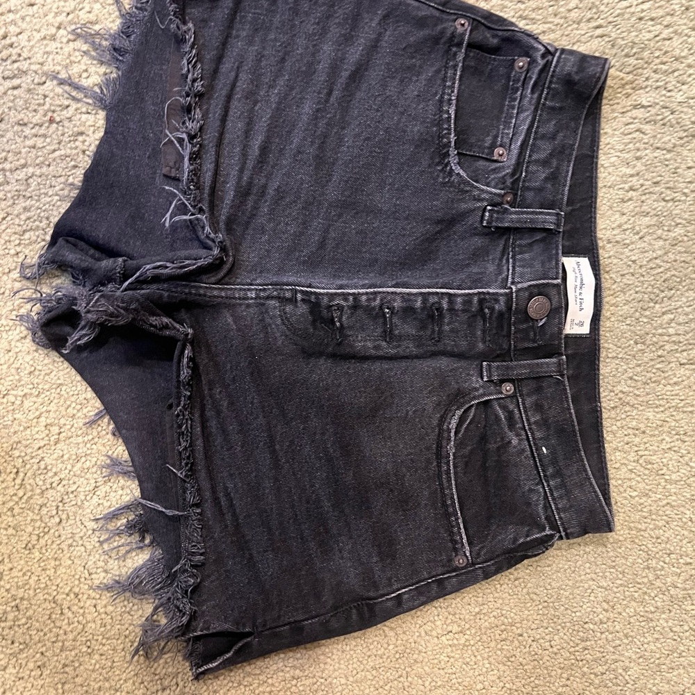 Black Frayed Denim Shorts